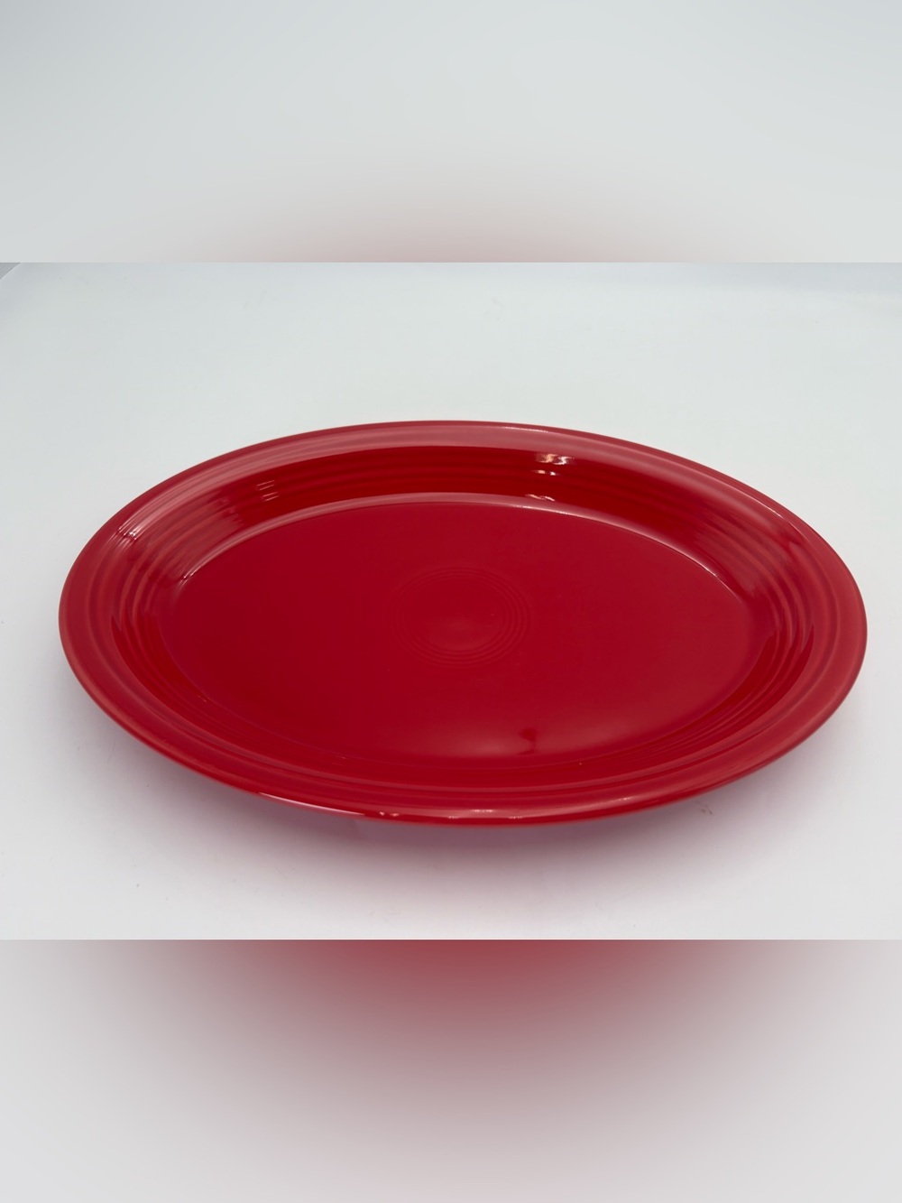 Fiesta Homer Laughlin Glossy Red Ceramic Oval Serving Platter - 13.5”